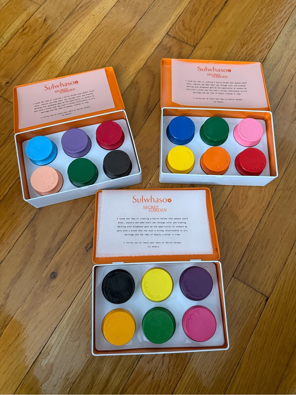 Set of 3 CJ Hendry x Sulwhasoo Secret Garden Crayon Tins